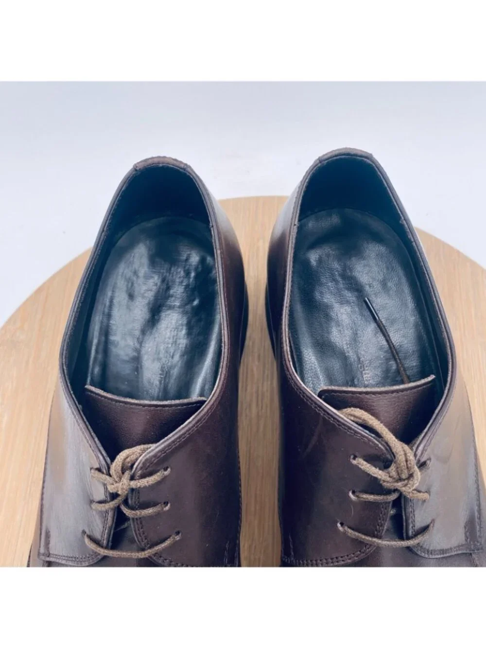 Ermenegildo Zegna Shoes Mens 9 Brown Leather Lace Up Plain Toe Oxfords Italy